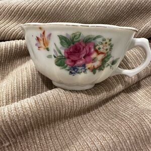 Japanese Floral Teacup with Multicolor Rose Design